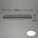 LED Deckenleuchte mit Sensor, weiß, Seitenansicht mit Maßen Ø350mm und Höhe 60mm