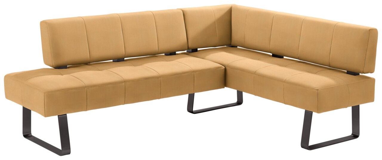 Moderano Eckbank LUPO II Eckbank in hellbraunem Stoff mit schwarzem Metallgestell, seitliche Perspektive