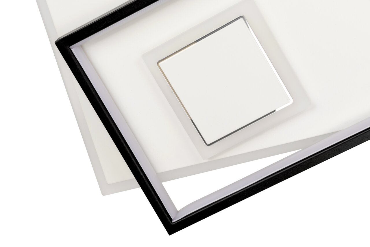 Novel LED-Deckenleuchte RICHMOND Moderne LED-Deckenleuchte in geometrischem Design, aus der Vogelperspektive fotografiert.