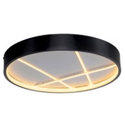 Moderne Deckenleuchte MIKADO mit schwarzem Rahmen und kreuzförmigem LED-Design, seitliche Perspektive