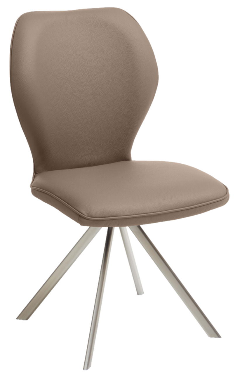 Valdera Stuhl COLORADO-TREND-LINE Moderner Stuhl mit braunem Polster und Metallbeinen, seitliche Perspektive
