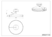 Technische Zeichnung einer runden LED-Deckenleuchte mit Ring-Design und zentraler Deckenhalterung, Draufsicht und Seitenansicht mit Maßangaben (Ø 500 mm, Höhe ca. 225 mm), Perspektive: isometrische Schrägansicht sowie Draufsicht/Seitenansicht