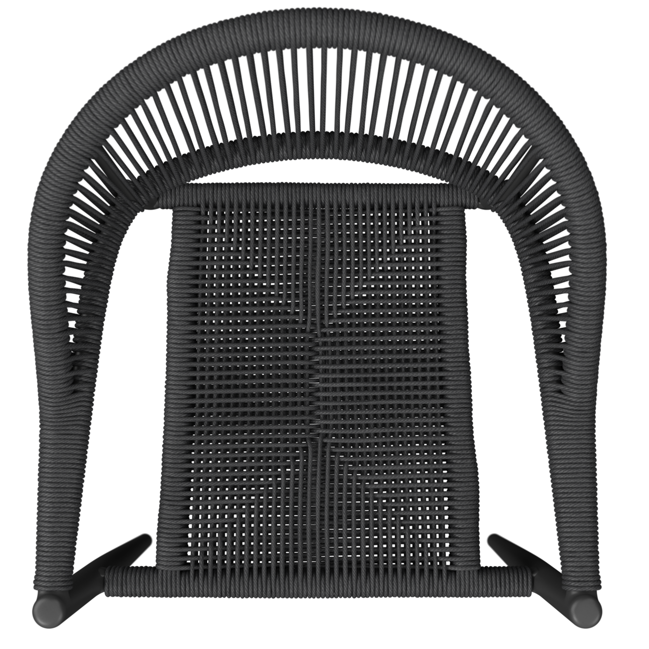 Stapelsessel aus schwarzem Geflecht, Ansicht von oben