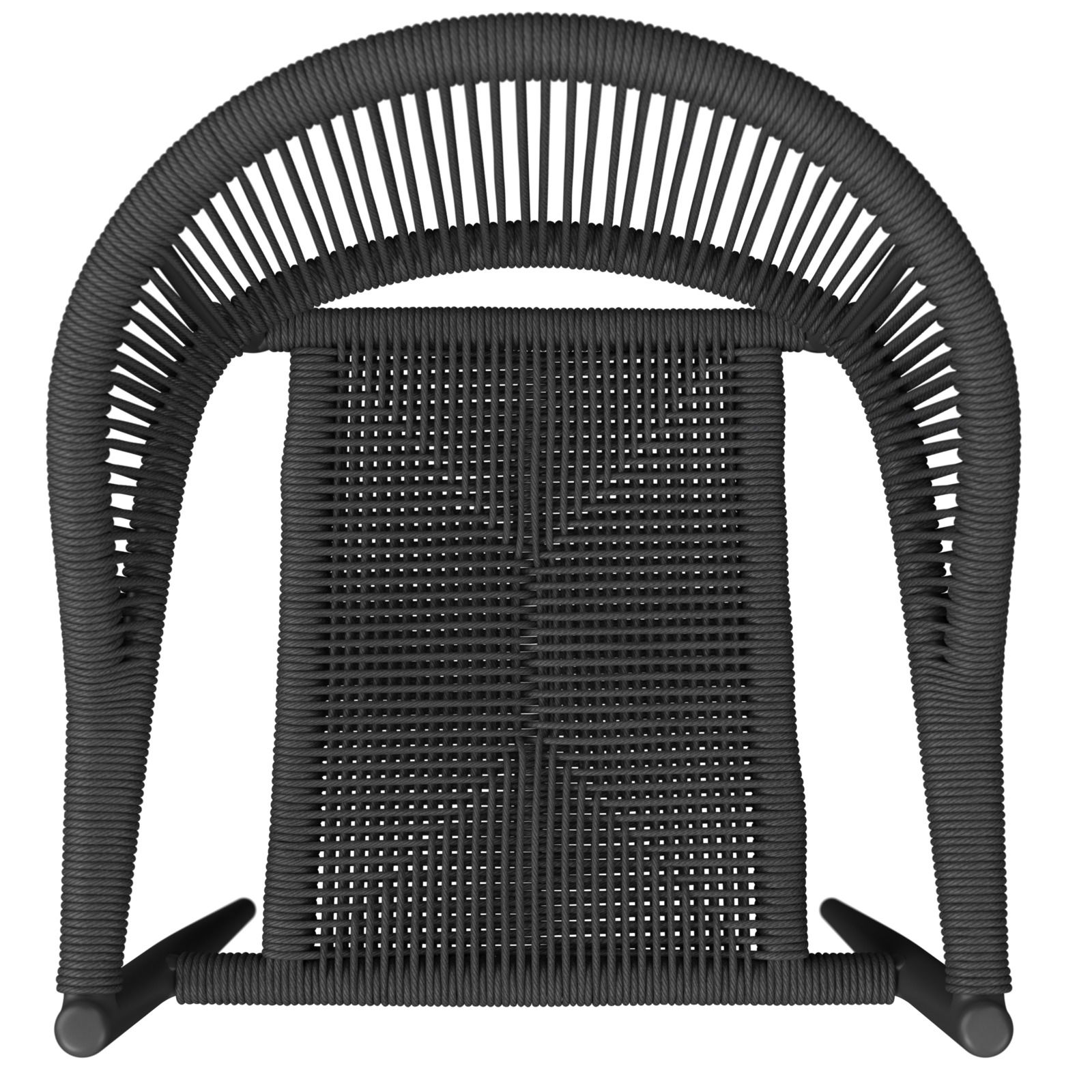 Stapelsessel aus schwarzem Geflecht, Ansicht von oben