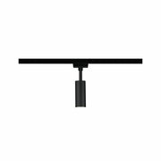 Schwarzer Schienenspot Tubo, zylindrische Form, frontale Ansicht