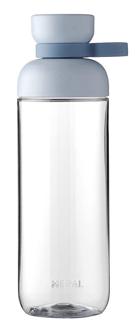 Trinkflasche Nordic Blue mit hellblauem Deckel, seitliche Ansicht