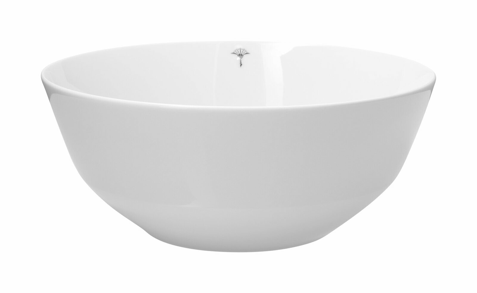 Weiße Schale mit schlichtem Design, seitliche Perspektive