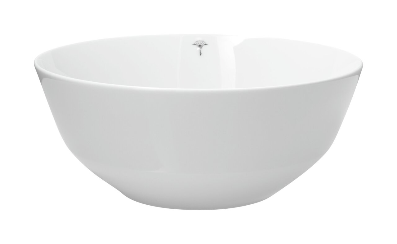 Weiße Schale mit schlichtem Design, seitliche Perspektive