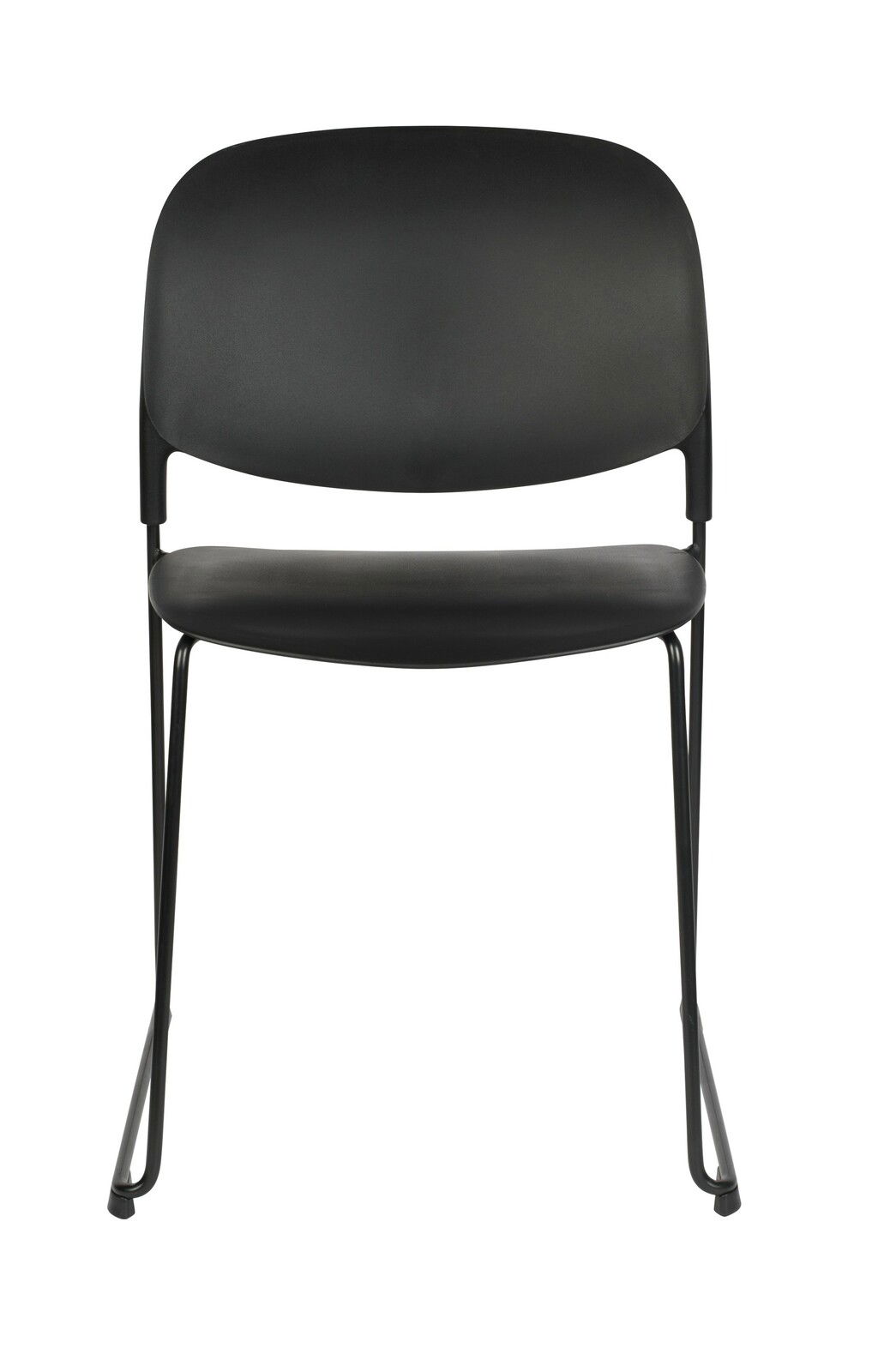Schwarzer Stuhl mit Metallgestell, Vorderansicht
