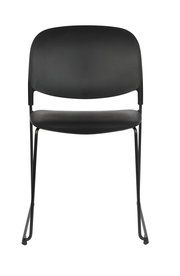 Schwarzer Stuhl mit Metallgestell, Vorderansicht