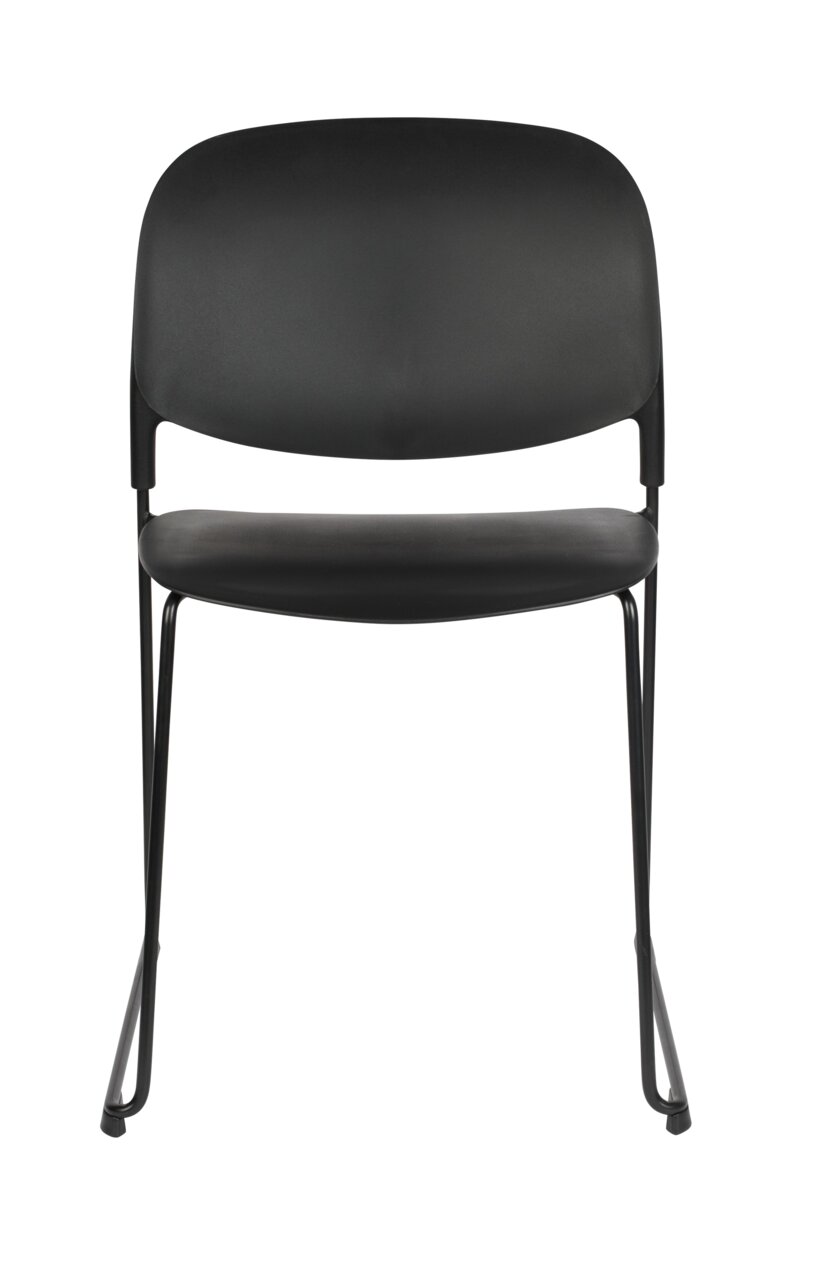 Schwarzer Stuhl mit Metallgestell, Vorderansicht