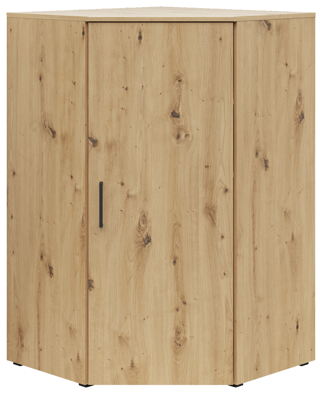 Eckkommode aus hellem Holz mit natürlicher Maserung, Frontansicht