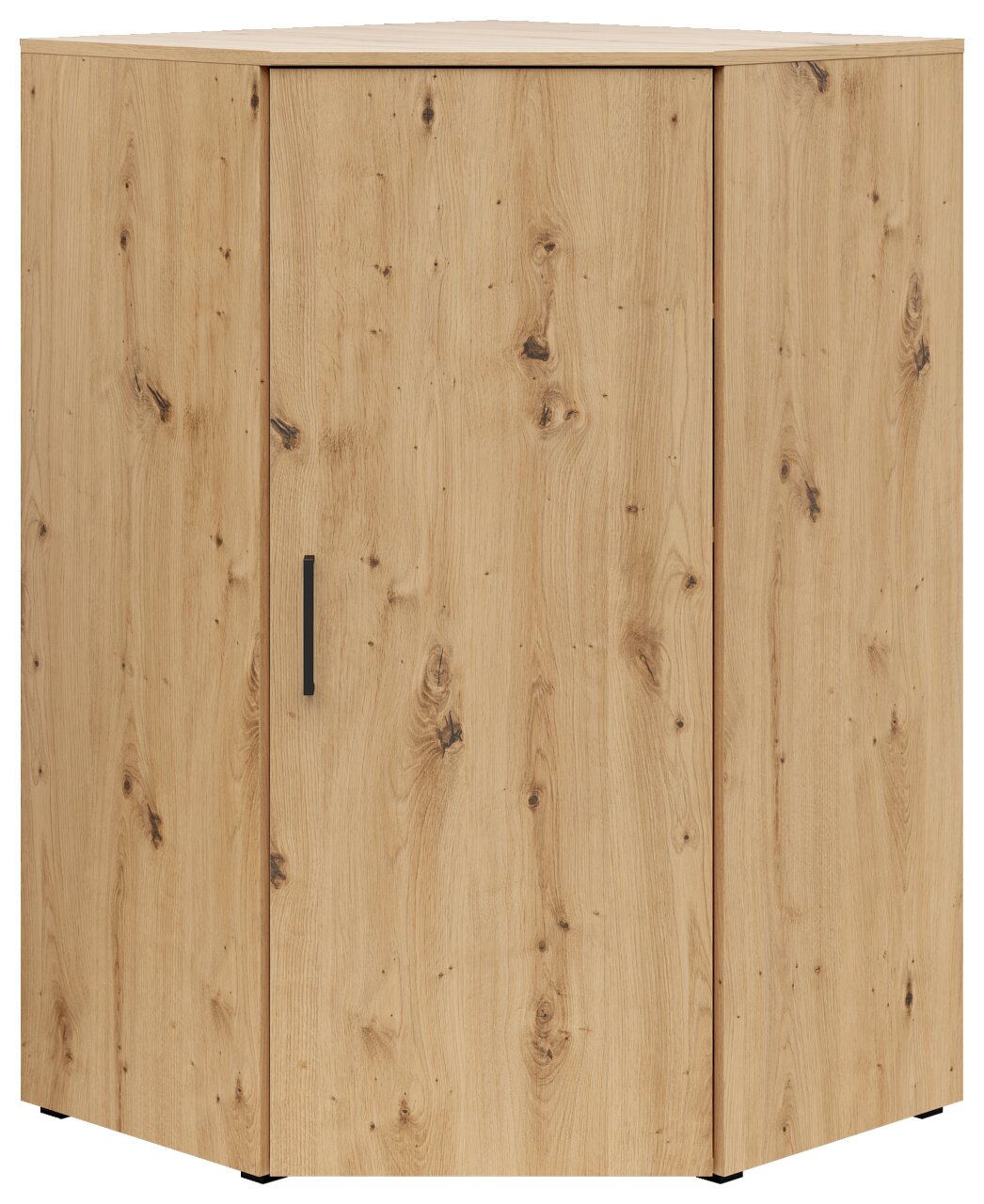 Eckkommode aus hellem Holz mit natürlicher Maserung, Frontansicht