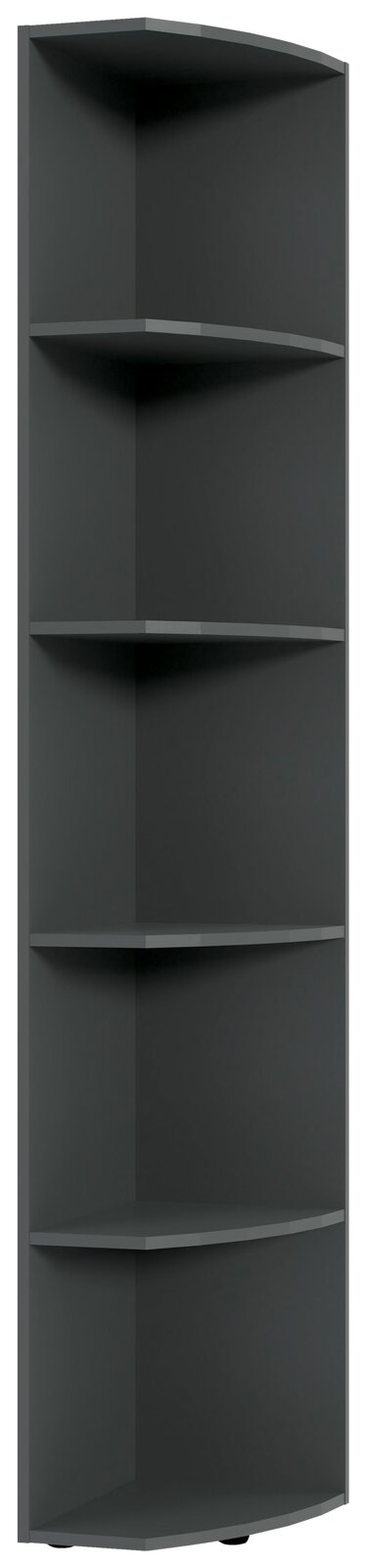 XORA Abschlussregal MULTIRAUMKONZEPT Eckregal mit fünf Ablageflächen in dunklem Grau, frontal betrachtet