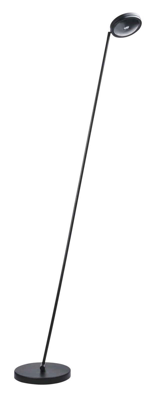 Megatron LED-StehleuchteOTTICA STANDO Schwarze LED Stehleuchte mit schlankem, modernem Design, seitliche Perspektive
