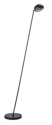 Schwarze LED Stehleuchte mit schlankem, modernem Design, seitliche Perspektive