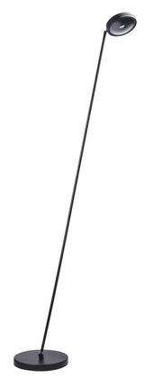 Schwarze LED Stehleuchte mit schlankem, modernem Design, seitliche Perspektive