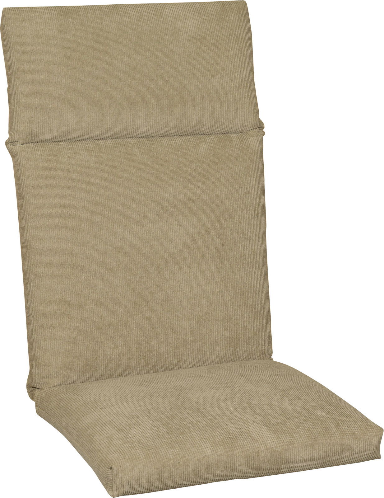 Hochlehnerauflage in beige aus seitlicher Perspektive