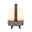 Frontansicht einer tragbaren Lampe mit Holzgriff und modernem Design, leuchtend in warmem Licht.
