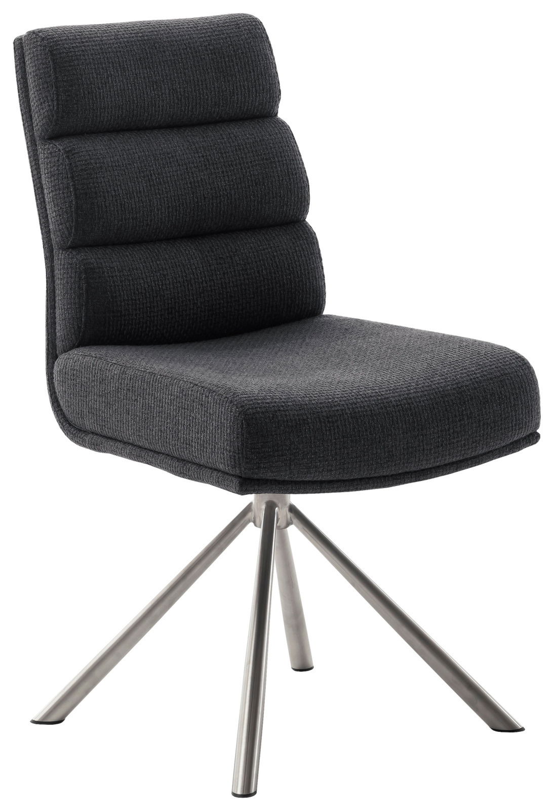 Dieter Knoll Stuhl LEXINGTON Moderner, dunkelgrauer Stuhl mit gepolsterter Rückenlehne und vierbeiniger Metallbasis, seitliche Perspektive