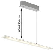 Moderne LED-Hängeleuchte mit verstellbarer Höhe von 800 bis 1500 mm, seitliche Perspektive