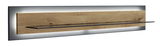 Modernes Wandboard aus Holz mit Glasablage, seitliche Perspektive