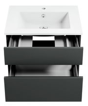 Waschtisch mit zwei offenen Schubladen, Ansicht von vorne