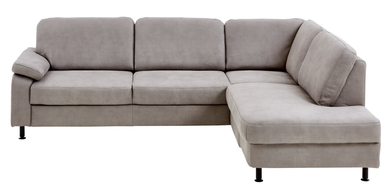 Graue Polsterrundecke in L-Form, Vorderansicht