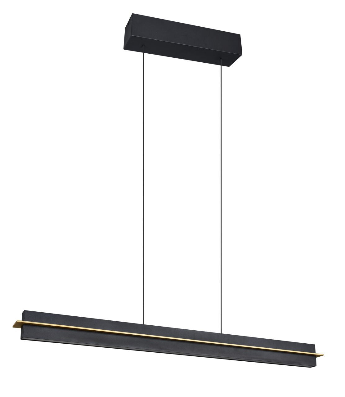 Trio Leuchten LED-hanglamp HÄNGELEUCHTE Moderne LED-hanglamp in zwart met gouden accenten, zijaanzicht