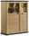 Hom´in Highboard BENTON Hochwertiges Highboard aus Holz mit Glasvitrinen und Regalfächern, seitliche Perspektive