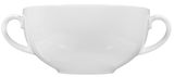 Weiße Suppentasse Rondo/Liane 0,36l mit zwei Henkeln, Frontalansicht