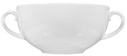 Weiße Suppentasse Rondo/Liane 0,36l mit zwei Henkeln, Frontalansicht