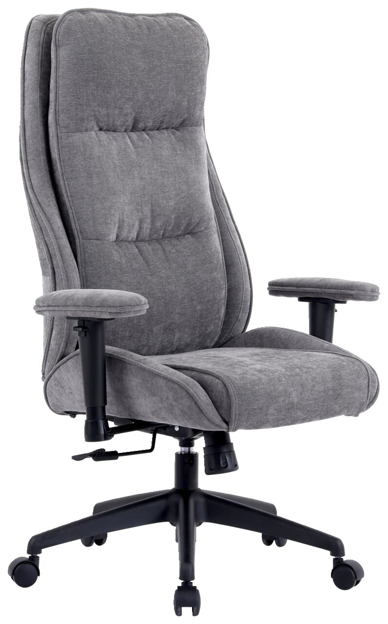 Novel Homeoffice Drehstuhl WALTER Grauer Homeoffice-Drehstuhl mit hoher Rückenlehne und Armlehnen, seitliche Perspektive