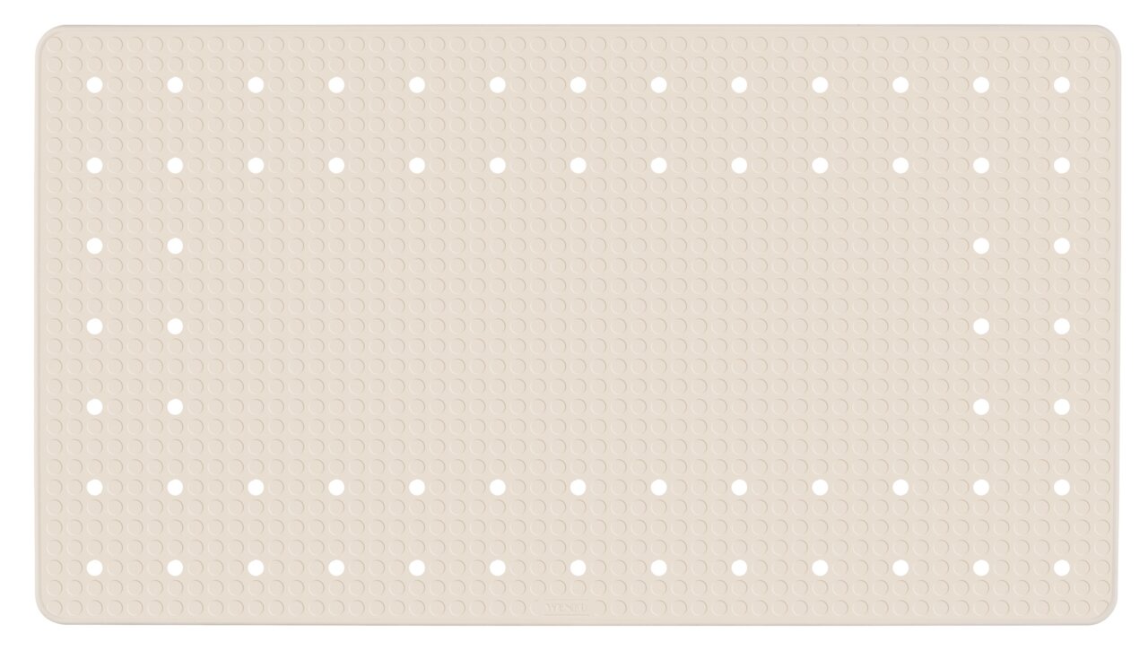 Beige Wanneneinlage Mirasol mit rutschfester Oberfläche und Lochmuster, Draufsicht