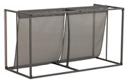 Metallrahmen mit zwei hängenden Stofftaschen, seitliche Perspektive