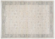 Designer Teppich mit floralem Muster in Beige- und Grautönen, Draufsicht