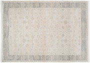 Designer Teppich mit floralem Muster in Beige- und Grautönen, Draufsicht