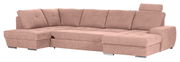 Beige Ecksofa mit Ottomane, Ansicht von schräg vorne