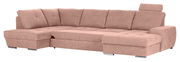 Beige Ecksofa mit Ottomane, Ansicht von schräg vorne