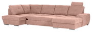 Beige Ecksofa mit Ottomane, Ansicht von schräg vorne