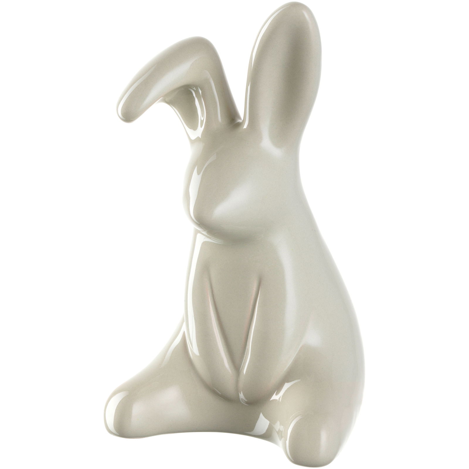Leonardo Hase 12,4cm Keramikfigur eines sitzenden Hasen, seitliche Perspektive, 12 cm hoch, in glänzendem Beige.