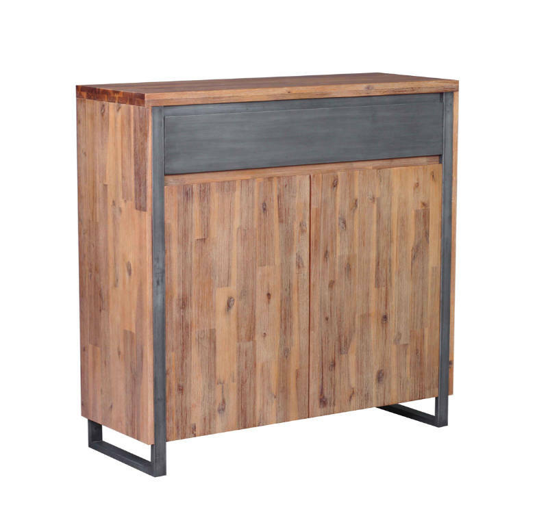Landscape Highboard III BALI Hochschrank aus Holz mit Metallrahmen, Frontansicht
