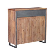 Hochschrank aus Holz mit Metallrahmen, Frontansicht