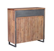 Hochschrank aus Holz mit Metallrahmen, Frontansicht