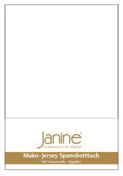 Verpackung eines Mako-Jersey Spannbetttuchs von Janine, 100 % Baumwolle, bügelfrei, Vorderansicht