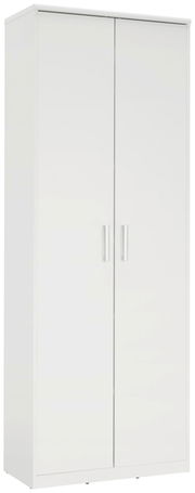 Weißer Mehrzweckschrank mit zwei Türen, frontale Perspektive