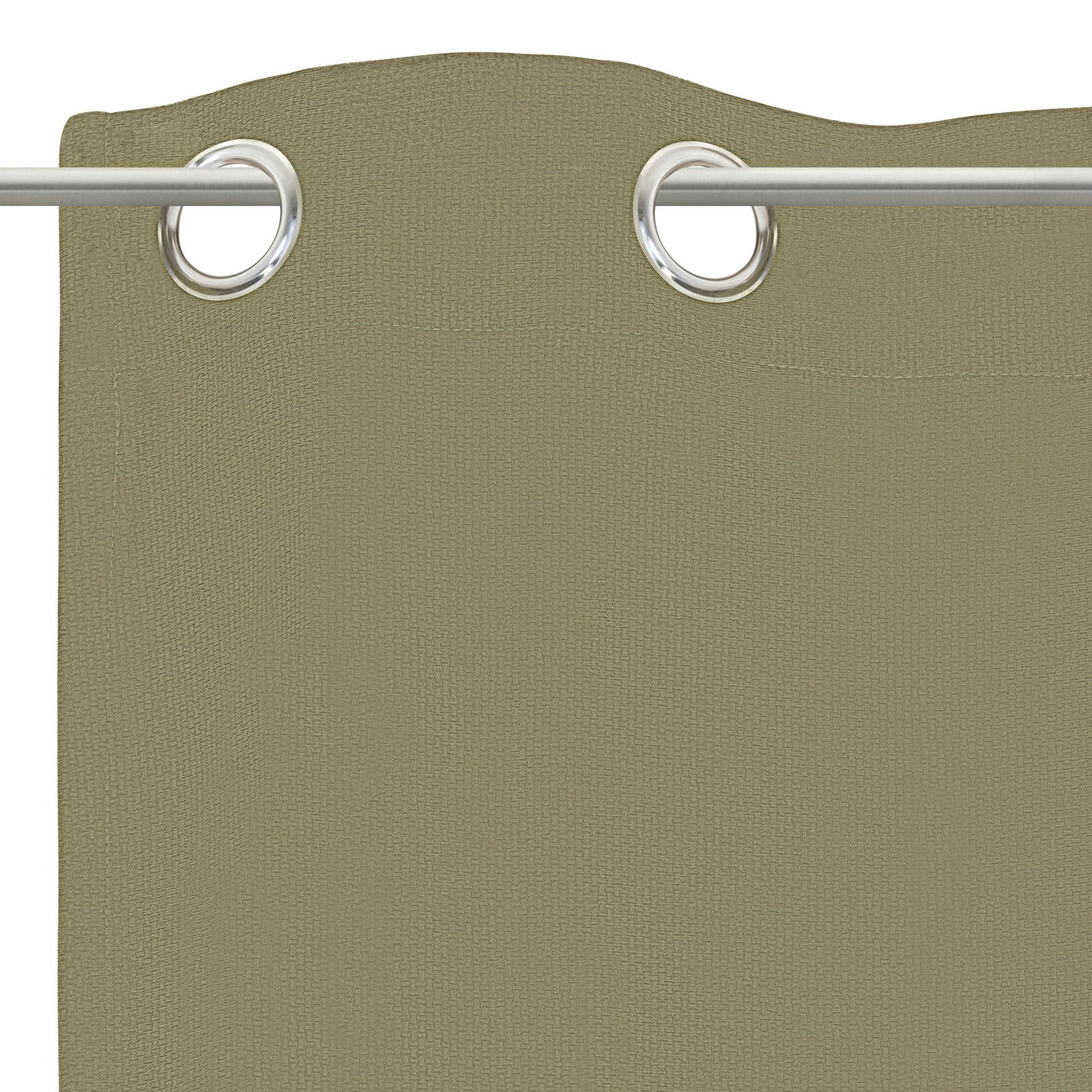 Grüner Ösenschal aus Stoff mit silbernen Ösen, Nahaufnahme von oben