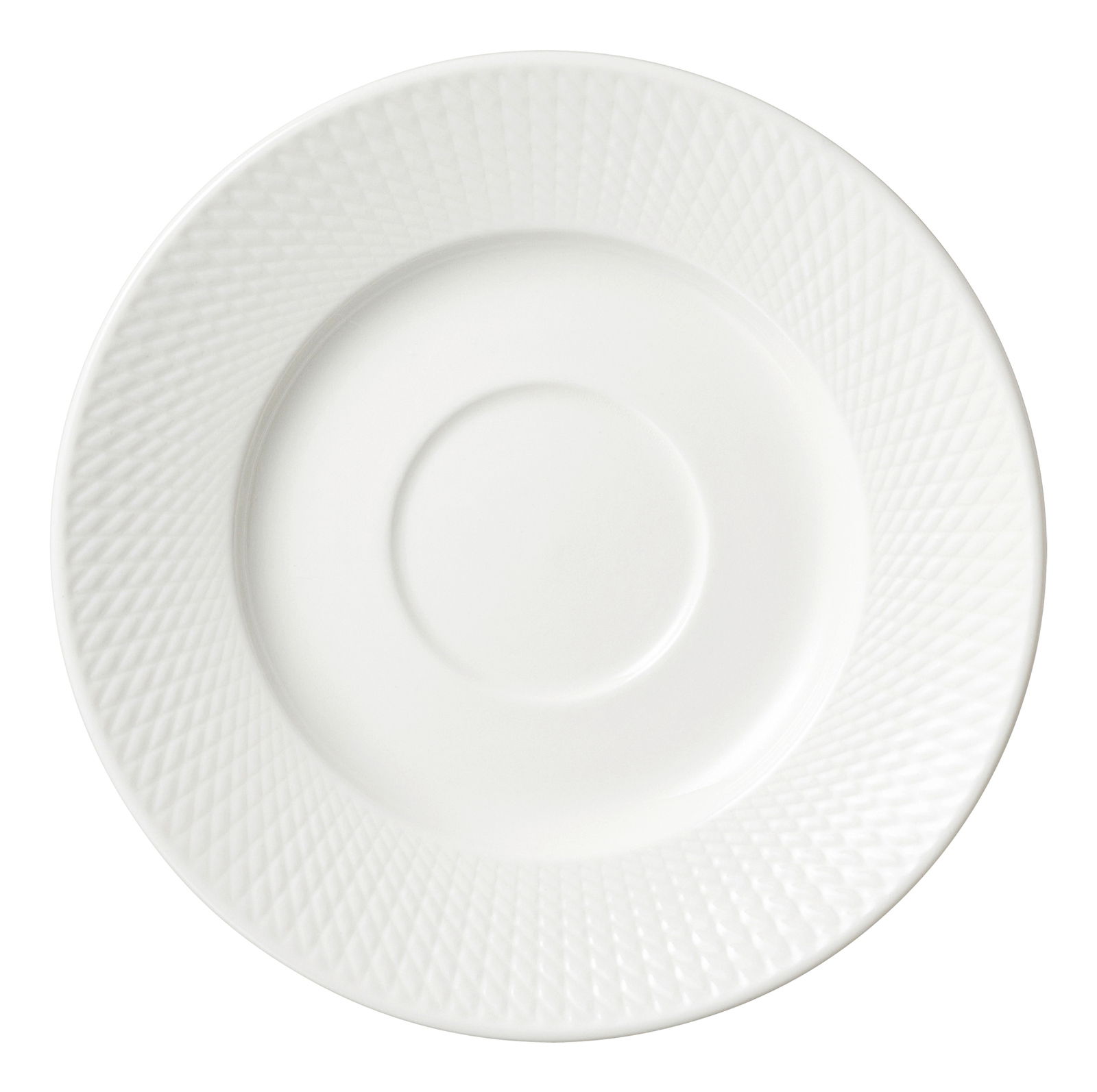 Ritzenhoff & Breker Kaffeeuntertasse SAPHIR Weiße Kaffeeuntertasse mit strukturiertem Rand, Draufsicht