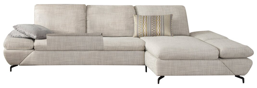 W. Schillig Longchair-combinatie 15278 TAOO Beige longchair-set van W. Schillig met twee kussens, zijaanzicht