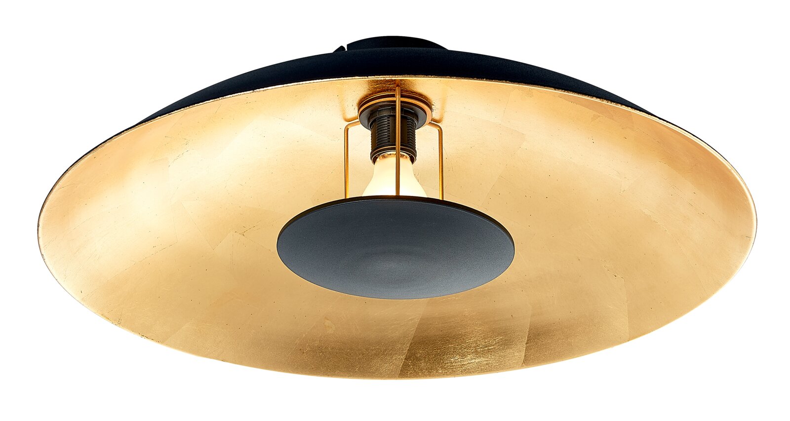 Marama Deckenleuchte Deckenleuchte mit goldener Innenseite und schwarzer Außenseite, von unten betrachtet.